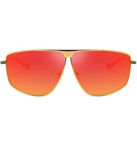 Aviator Polarized Oversized Sunglasses For Men Metal Frame Golden Red Ct18tk58wi7