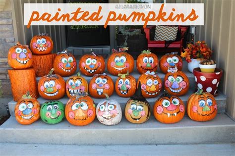 Permanent markers work, as well! Painted pumpkins! - A girl and a glue gun