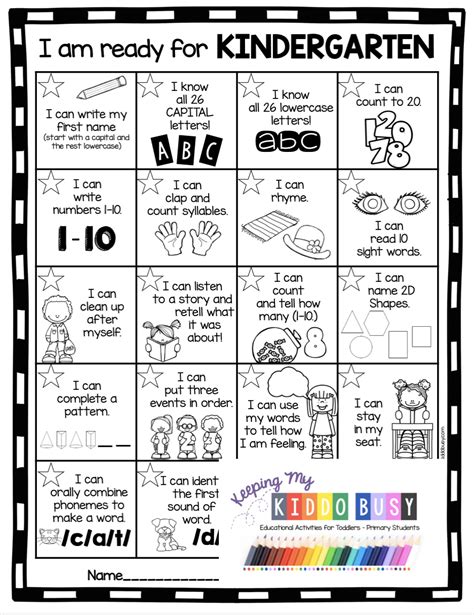 Wonderful Free Printable Kindergarten Readiness Assessment My Five
