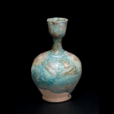 lot 73 intact kashan turquoise glazed bottle vase