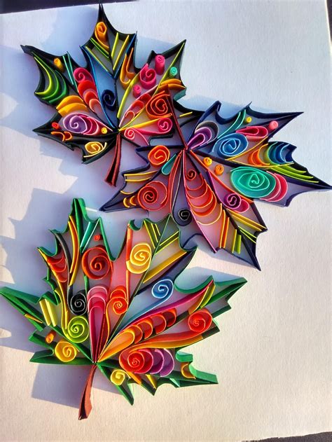 Quilling Autumn Leaves Wall Hangingsmall Size Etsy India Quilling