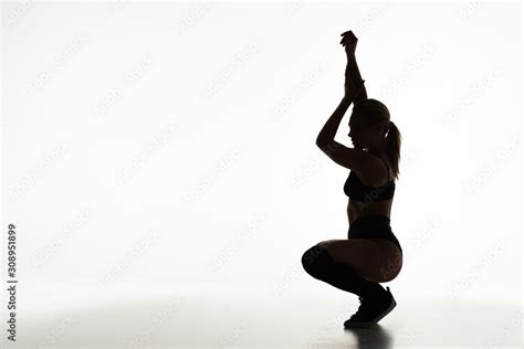 Side View Of Silhouette Of Sexy Girl Twerking Isolated On White Stock Photo Adobe Stock