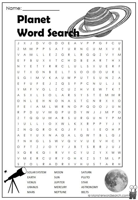 Planet Word Search Word Puzzles Space Activities For Kids