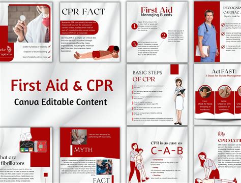 35 CPR Templates , First Aid and CPR, Instagram Posts, Editable Canva