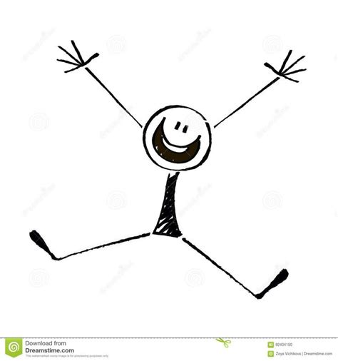 Happy Stick Figure On A White Background Stock Vector Illustration Of