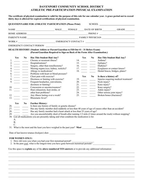 Physical Examination Template