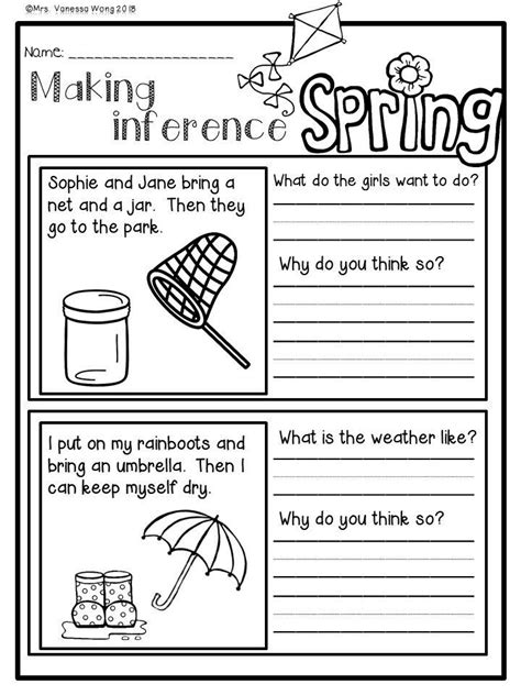 Spring Math and Literacy No Prep Printables First Grade | Distance