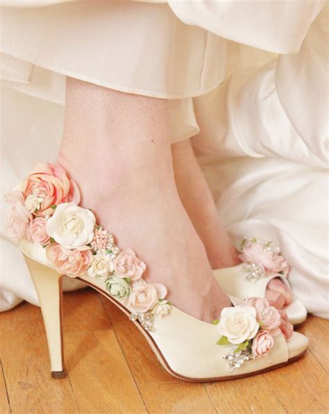 Whimsical Woodland Blush Flower Bridal Shoes Shoe Etsy Floral Shoes