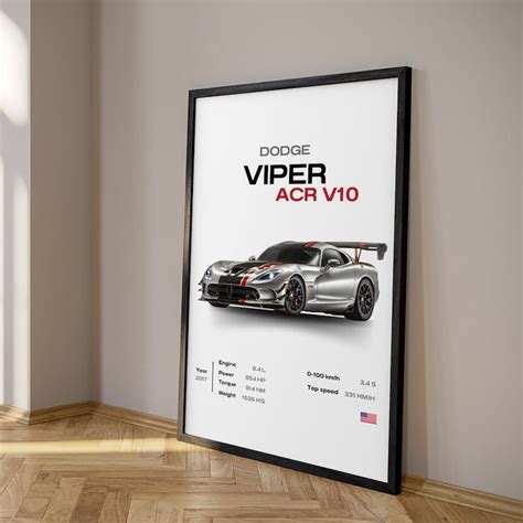 Dodge Viper Acr Poster Mid Century Modern Car Poster Retro Etsy