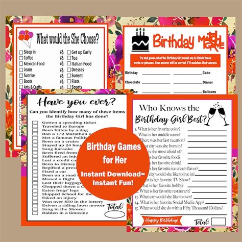 Adult Birthday Party Games Games For Her Who Knows The Etsy