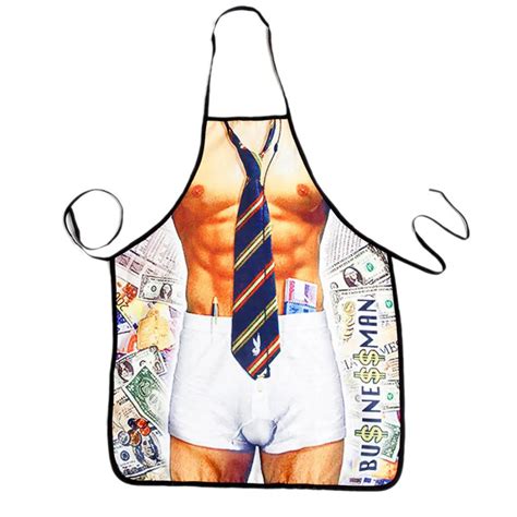 Novelty Cooking Kitchen Apron Sexy Business Man Printed Apron Cooking Grilling Bbq Apron In