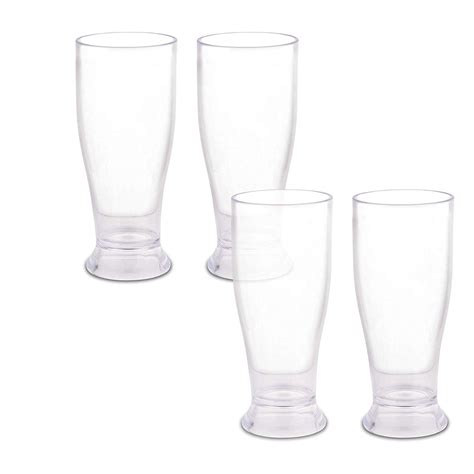 Homeries Plastic Drinking Glasses Tumbler Set Of 4 Reusable Acrylic Clear And Break Resistant