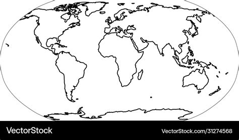 Outline Map World Simple Flat Royalty Free Vector Image