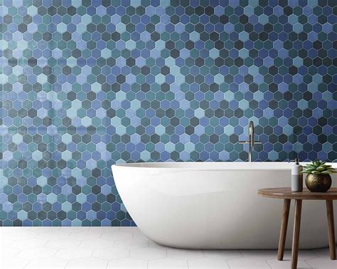 Find bathroom tile inspiration & free delivery over £300. Hexagon Blue Mix Wall And Floor Tiles | Mosaic bathroom ...