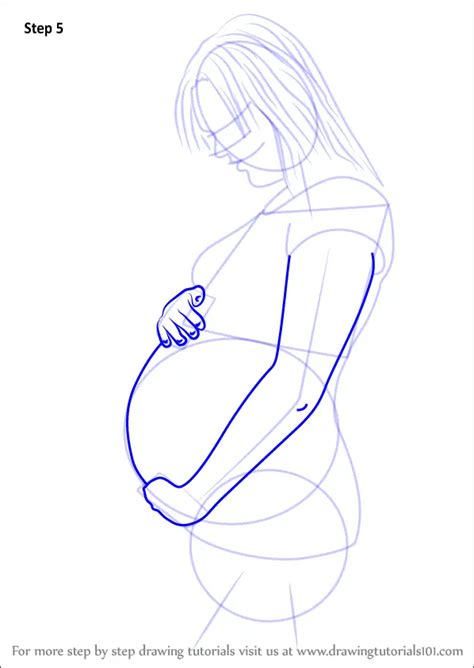 step by step how to draw pregnant woman