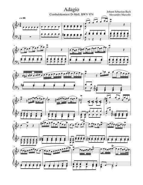 Adagio Bwv 974 Sheet Music For Piano Solo