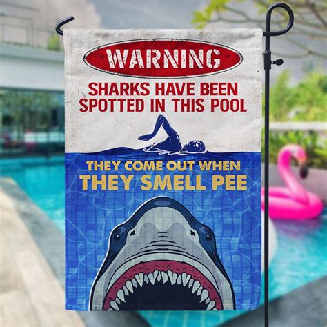 unifinz shark house flag warning sharks have been spotted in this pool