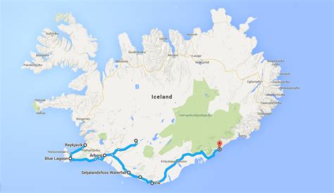 Map Of Destinations In Iceland Reykjavik Blue Lagoon Haifoss