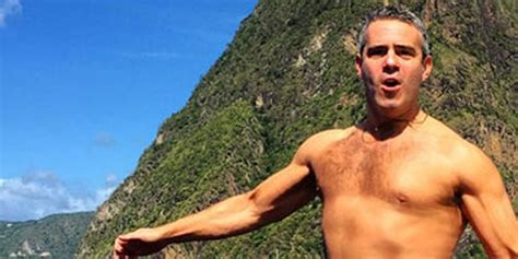 andy cohen shows off fit shirtless bod while jumping off boat andy cohen shirtless just