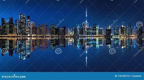 Business Bay In Dubai At The Blue Hour Stock Photo Image Of Downtown