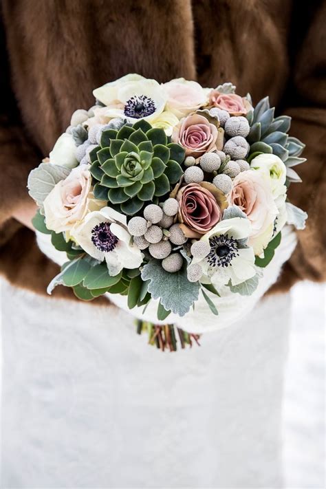 Read less for that romantic and natural boho look that's all over pinterest these days, use wholesale wildflowers for weddings from blooms by the box. Beautiful winter bouquet with succulents and anemones ...