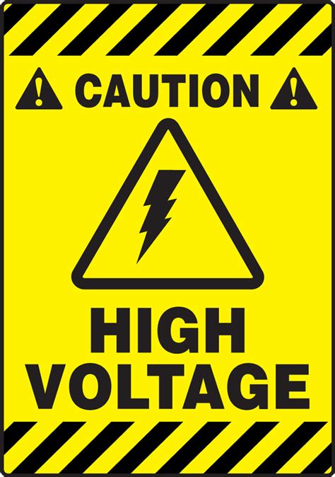 Caution High Voltage Sign Provides Warning To Others