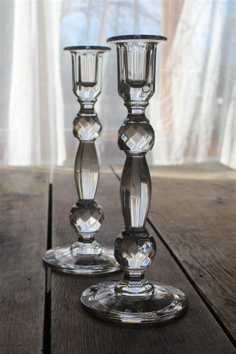 Vincigant modern silver crystal candle holders/decorative candle lanterns for vincigant crystal candle holder sets for anniversary celebration wedding home table decorations centerpieces,christmas decoration, gift boxed,19 inches tall. vintage Mikasa crystal pair of tall candlesticks, faceted ...