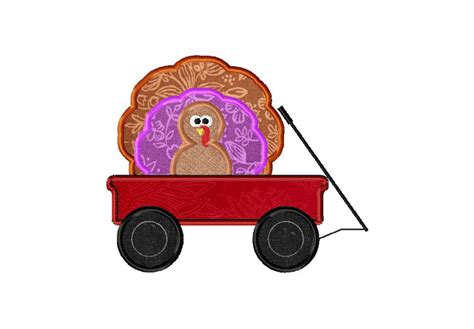 Turkey In Wagon Machine Applique Design For Gold Members Only Daily