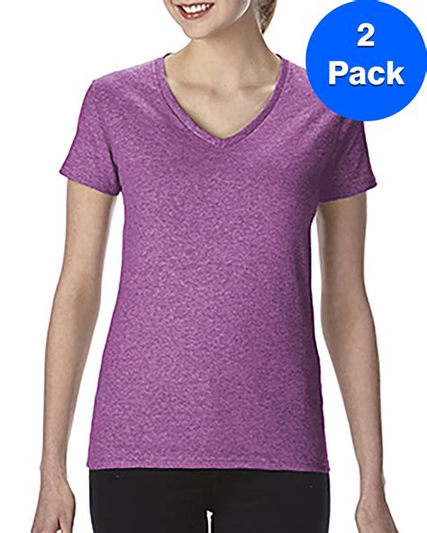 Gildan Womens Heavy Cotton 53 Oz V Neck T Shirt 2 Pack Walmart