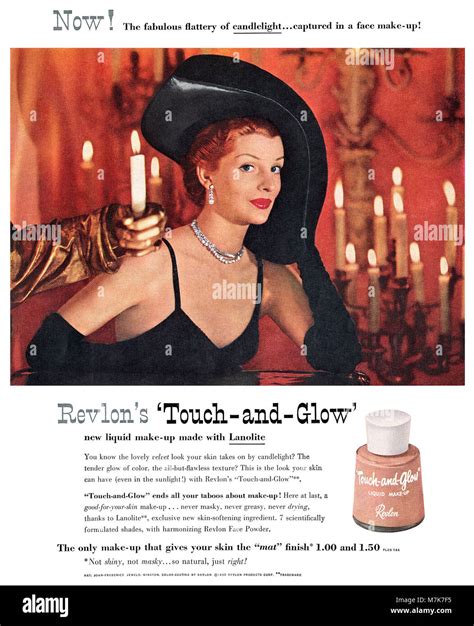 1950 Us Advertisement For Revlon Touch And Glow Liquid Make Up Stock