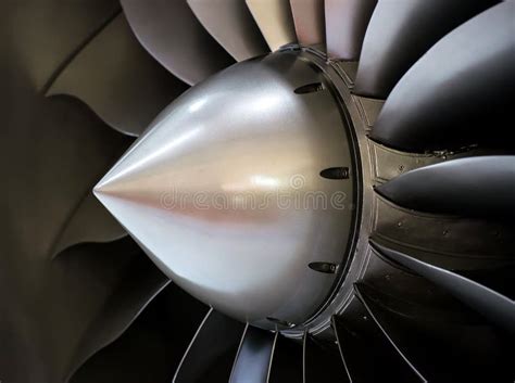 Close Up Of A Large Jet Engine Turbine Blades Stock Photo Image Of
