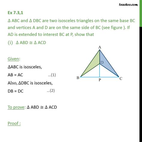 ex 7 3 1 triangle abc and dbc are two isosceles triangles