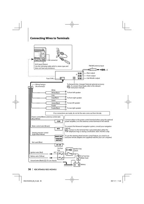 Kenwood kdc 248u instruction manual pdf car stereo wiring page 1 diagram mitsubishi aftermarket amp diagrams auto ll 2913 cd receiver at crutchfield 86 mustang svo harness oarange ddx6019 138 105 248uat onlinecarstereo com ddx514 119 atomic support remote wire on a x789 manuals manualslib x395 39 service hd545u. Connecting wires to terminals | Kenwood KDC-HD545U User Manual | Page 36 / 128