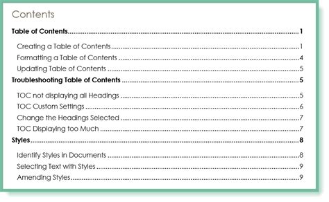 How To Create Table Of Contents In Ms Word Decoration Drawing