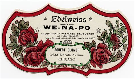 Free Vintage Image ~ Edelweiss We Na Po Beauty Label The Old Design Shop