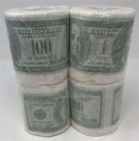 Money Toilet Paper Roll 100 Dollar Bill Tissue Tp Benjamin Funny Gag