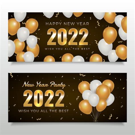 Premium Vector Realistic Happy New Year 2022 Banners Set