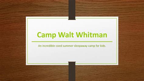 Calaméo About Camp Walt Whitman