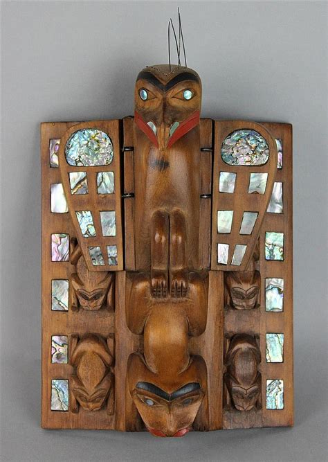 Lot Pacific Northwest Coast Polychrome Carved Wood Frontlet