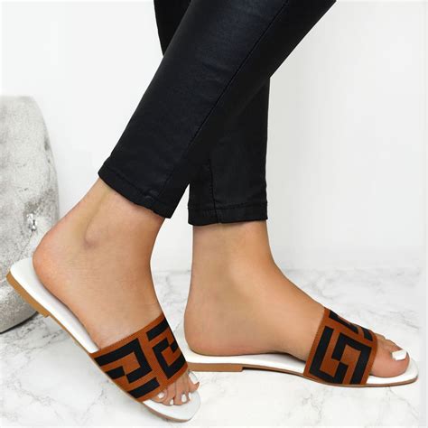 womens flats sandals designer monogram slides summer comfy slip on mules size ebay