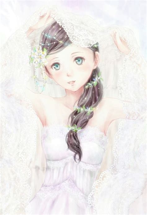 Anime Art Wedding Bride Bridal Wedding Dress Braid