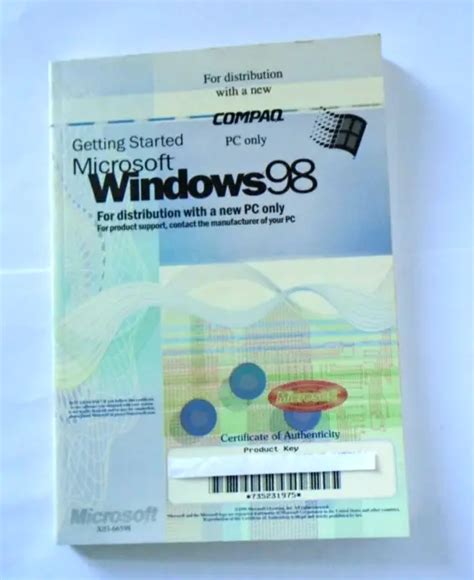 Microsoft Windows 98 Manual And Product Key No Cd Rom £764 Picclick Uk