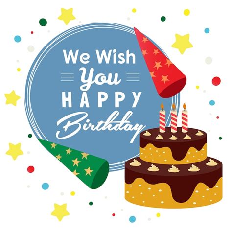 Premium Vector Wish You Happy Birthday With Cake In Flat Style