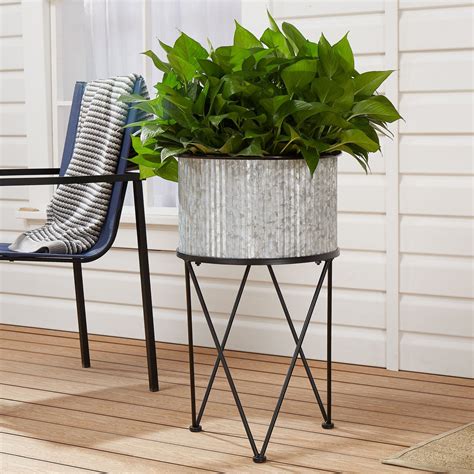 Mainstays Karvel Galvanized Metal Column Planter With Stand 157 In