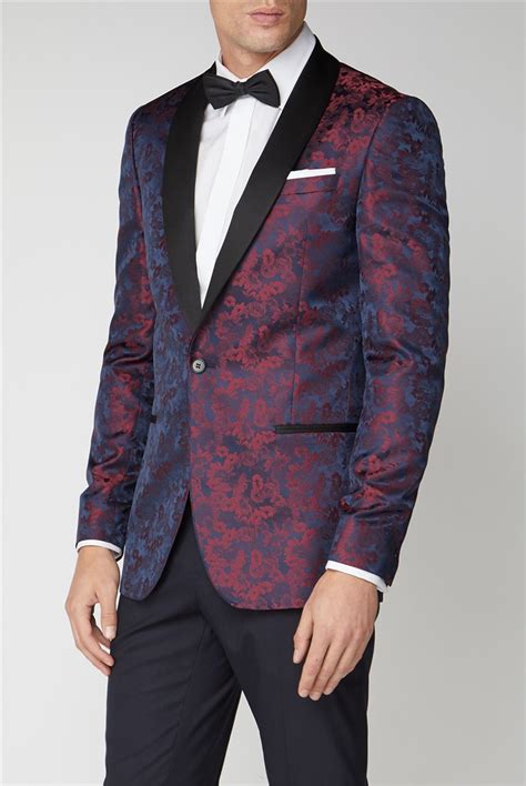 Limehaus Navy And Burgundy Paisley Suit Jacket Suit Direct