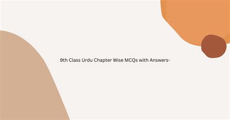 Th Class Urdu Chapter Wise Mcqs With Answers Ineducate Hot Sex Picture