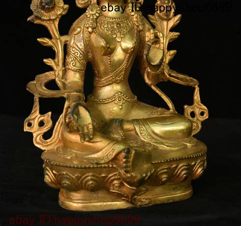 Old Tibet Bronze Gilt Green Tara Mahayana Buddhism Enlightenment