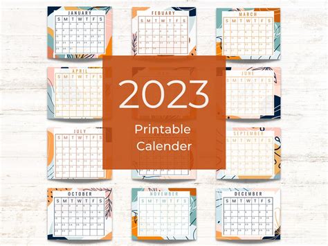 Printable Calendar 2023 Boho Flowers Includes All 12 Months Print From
