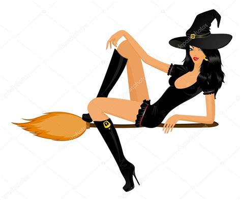 Beautiful Sexy Witch On A Broom Premium Vector In Adobe Illustrator Ai