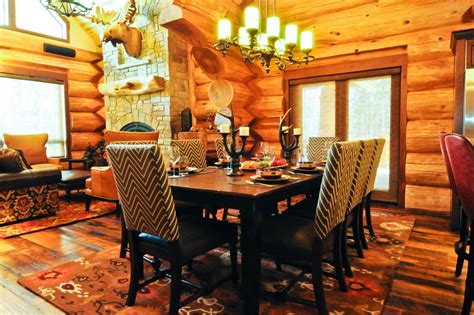 2013 Parade Home Moose Ridge Cabin Log Home Rustic Dining Room